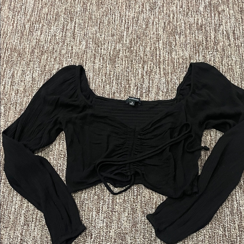 Ambiance Black Ruched Crop Top